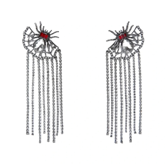ZARA Spider Rhinestone Earrings - Picture 1 of 4